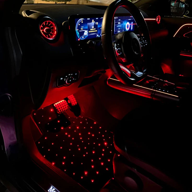 The latest car starlight mode floor MATS, fiber optic starry sky car floor MATS, Starry sky edition floor MATS, 4-piece set