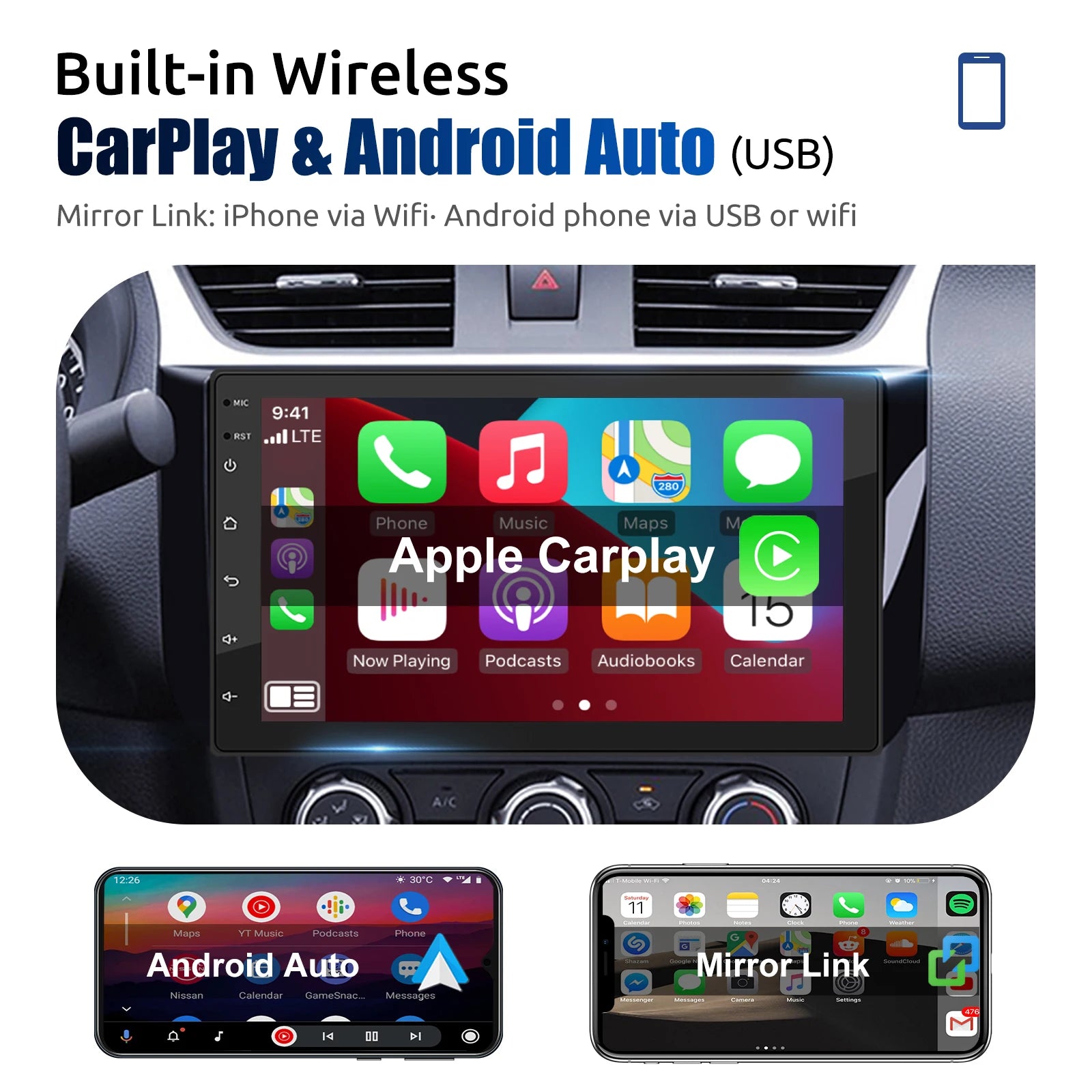 ESSGOO 7 9 10" Car Radio Android Auto Carplay Car Stereo Multimedia Player Universal WIFI GPS Autoradio Car Intelligent Systems