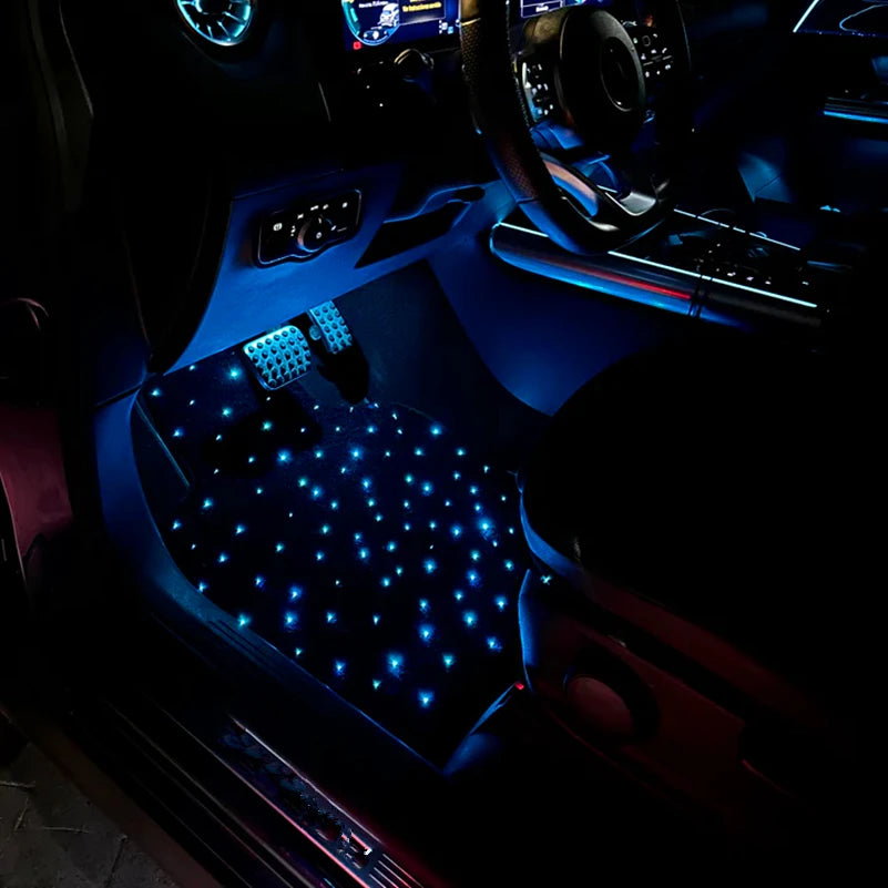The latest car starlight mode floor MATS, fiber optic starry sky car floor MATS, Starry sky edition floor MATS, 4-piece set