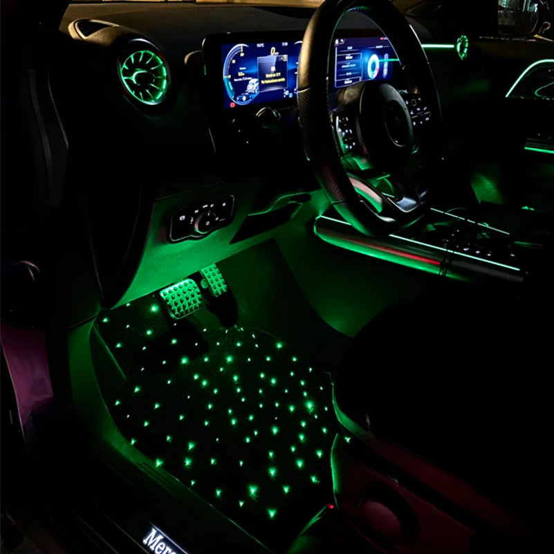 The latest car starlight mode floor MATS, fiber optic starry sky car floor MATS, Starry sky edition floor MATS, 4-piece set