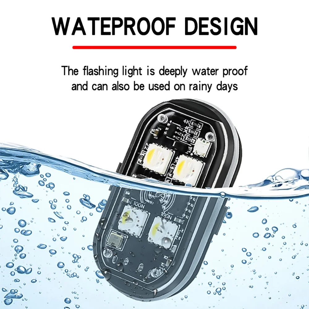 2/4pcs Wireless LED Strobe Lights Car Decor Atmosphere Light, 8 Colors Rechargeable Led Lights Anti-Collision LED Warning Light