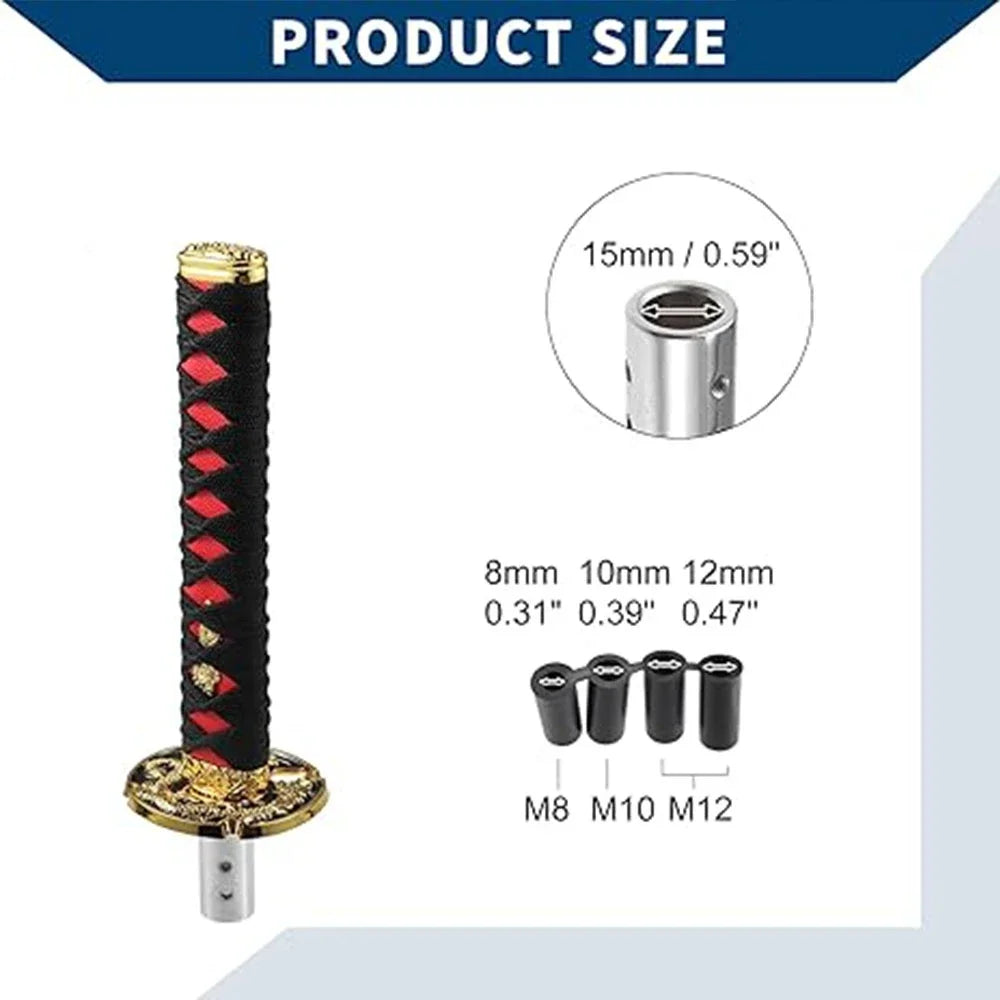 Universal Dust Cover Shift Knob Collars With Adapters With 150mm200MM JDM Katana Samurai Sword Shift Knob Shifter car gear lever