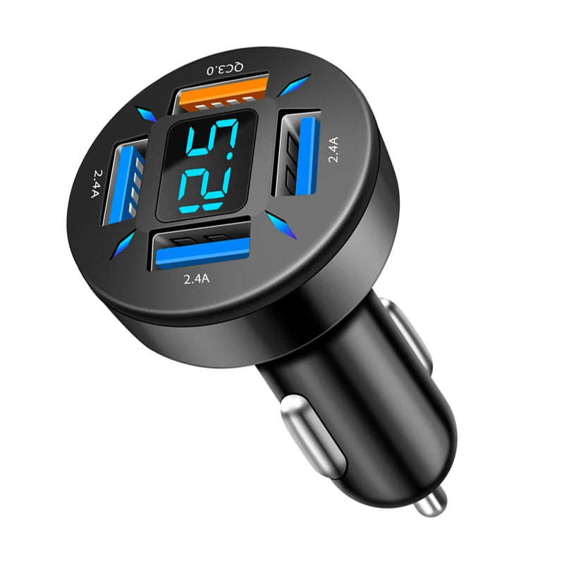 66W Quick Charge Car Phone Charger PD+QC3.0 4 Ports USB Fast Charging Cigarette Lighter Adapter Socket for IPhone Xiaomi Samsung