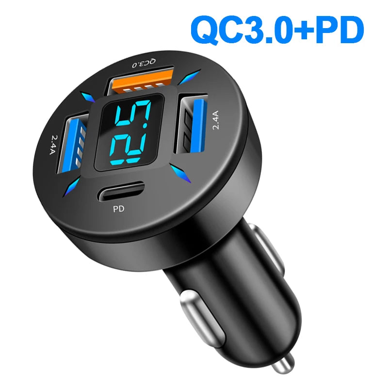 66W Car Charger USB Type C Fast Charging Mobile Phone Charger Adapter For iPhone 14 Pro Max Xiaomi Samsung Huawei Car Charger
