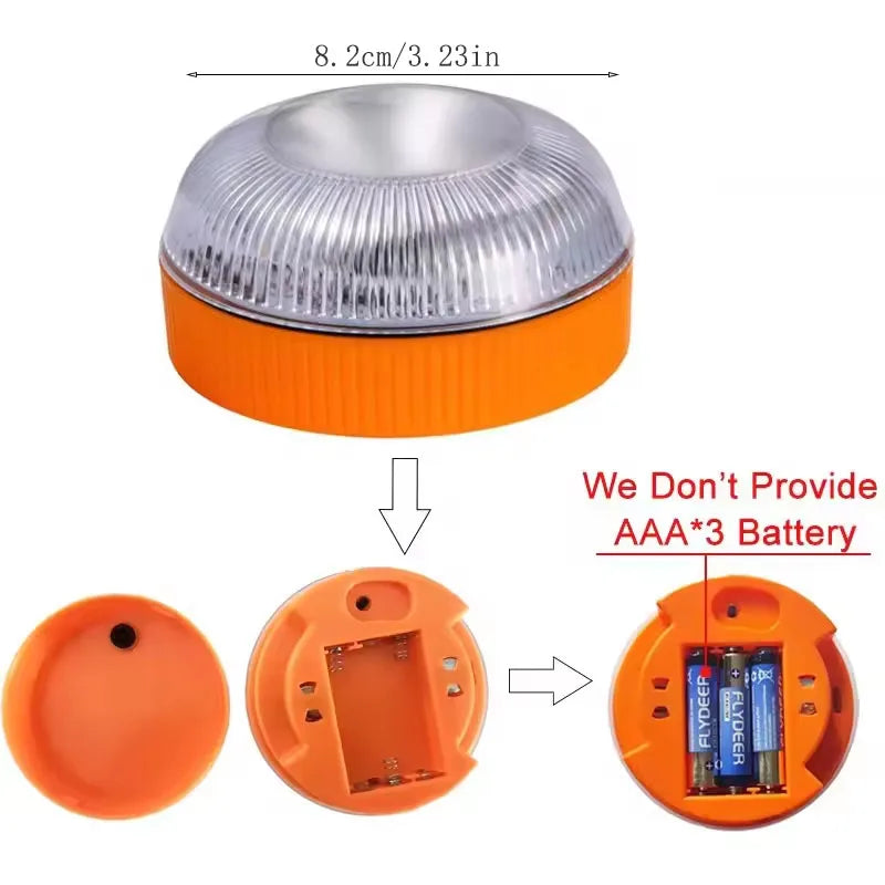 Led Car Strobe Warning Light Portable Emergency Light Magnetic Induction Road Accident Light Safety Accessory Flashing Light