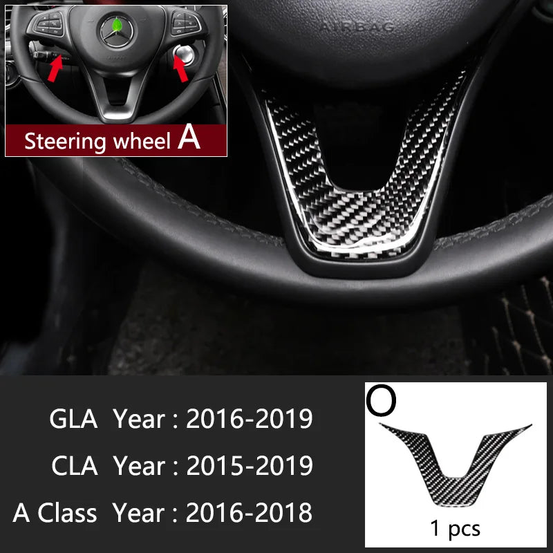 Car Styling Carbon fiber interior button panel Decoration Cover Trim Sticker frame For Mercedes Benz A Class W176 GLA X156 CLA